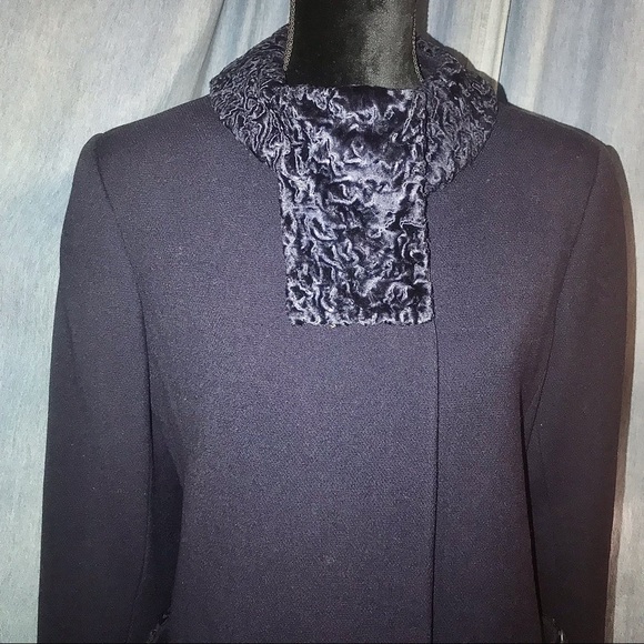 VTG Gloria Sachs Designer Navy Coat Fits Sz 8 - Picture 5 of 16